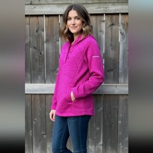 COLUMBIA darling days hot pink pullover hoodie sweater medium